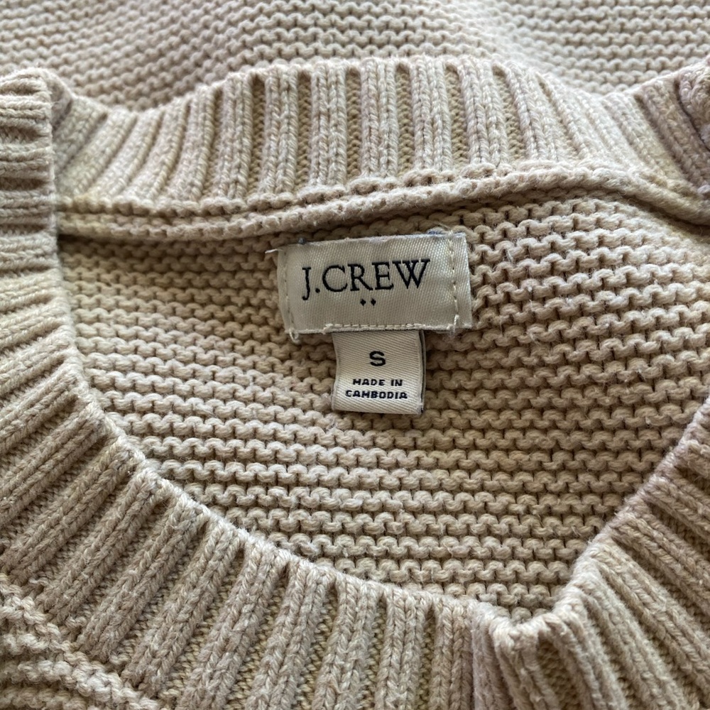 J CREW Crewneck Knit Long Sleeve Pullover Fall Winter Tan - Picture 4 of 5